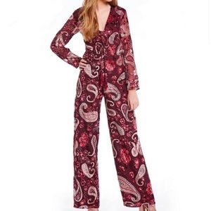 Chelsea & Violet Paisley Burnout Velvet Jumpsuit